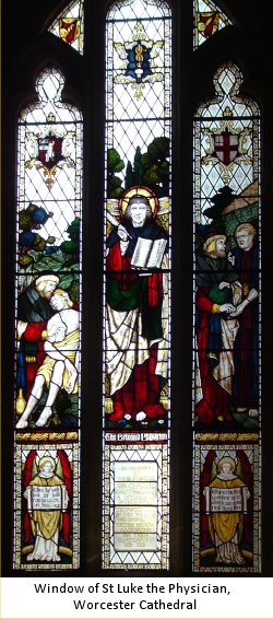 Stained glass window of St Luke