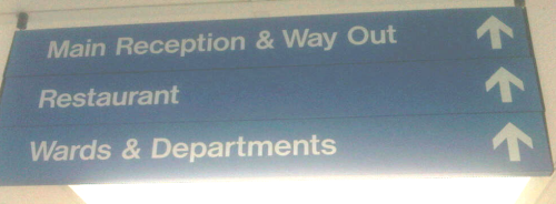 Hospital Sign to Restaurant